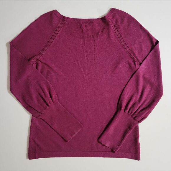 LOFT Burgundy Raglan Sleeve Scoop-neck Sweater - Picture 11 of 13